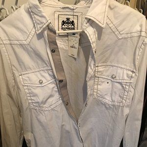 White Express Button Down Medium